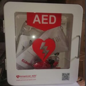AED cabinet with alarm